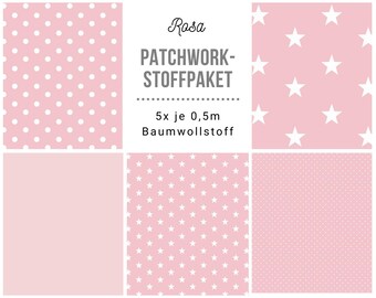 Stoffpaket Patchwork Baumwollstoffe 5 x (50x148cm) DIY rosa