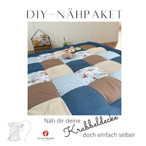 Nähpaket * Patchworkdecke * DIY * Krabbeldecke * Patchwork Stoffe  *Babydecke * Wolkenstürmer Blau