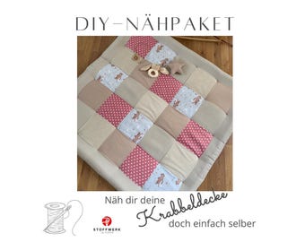 Nähpaket * Patchworkdecke * DIY * Krabbeldecke * Patchwork Stoffe  *Babydecke * Märchen Altrosa Sand