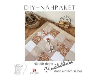 Nähpaket * Patchworkdecke * DIY * Krabbeldecke * Patchwork Stoffe  *Babydecke * Fuchs Rost Sand