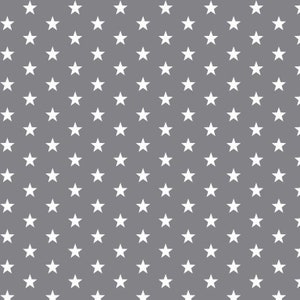 May include: A seamless pattern of white stars on a grey background.