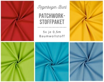 7,99 Euro / Meter Patchwork Stoffpaket Baumwollstoffe 5 x (50 x 150 cm) DIY Rainbow Regenbogen