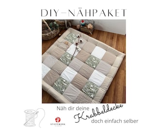 Nähpaket * Patchworkdecke * DIY * Krabbeldecke * Patchwork Stoffe  *Babydecke * Fuchs Salbei Sand