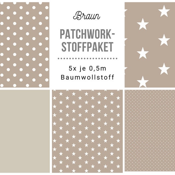 Stoffpaket Patchwork Baumwollstoffe 5 x (50x148cm) DIY sand