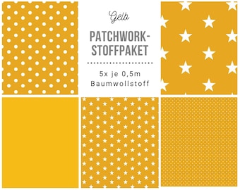 Stoffpaket Patchwork Baumwollstoffe 5 x (50x148cm) DIY gelb