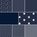 9,98EUR/m Baumwollstoffe Meterware navy marine blau - Sterne Punkte Uni Streifen