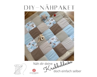 Nähpaket * Patchworkdecke * DIY * Krabbeldecke * Patchwork Stoffe  *Babydecke * Wolkenstürmer Sand