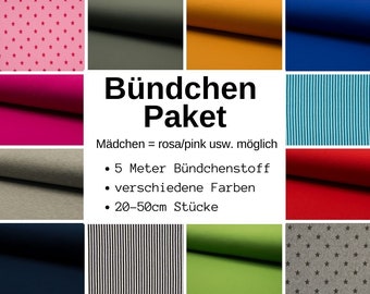 4,00 EUR/m - 5 Meter Bündchen Stoffreste Paket * Überraschungspaket Bündchenstoff * verschiedene Muster * Schlauchware