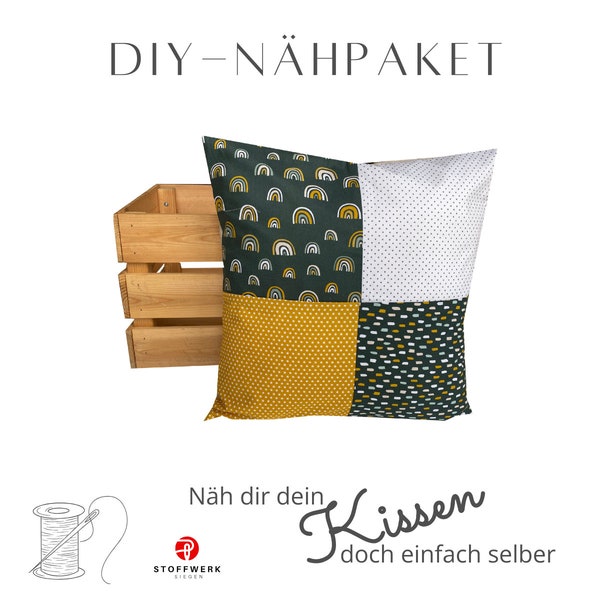 Nähpaket * Kissen nähen * DIY * Kissen * Patchwork Stoffe * Patchworkstoffe * Waldtiere Grau-Braun