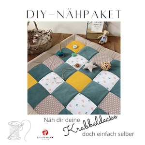 Nähpaket * Patchworkdecke * DIY * Krabbeldecke * Patchwork Stoffe  *Babydecke * Feenzauber Salbei Sand Gelb
