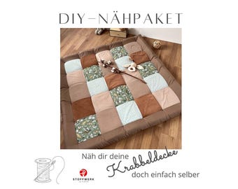 Nähpaket * Patchworkdecke * DIY * Krabbeldecke * Patchwork Stoffe  *Babydecke * Sumatra Salbei Rost