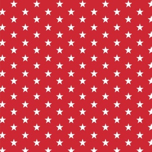 Pode incluir: Um fundo vermelho com um padrão repetitivo de estrelas brancas.