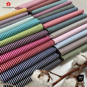 6,65EUR/m2 Baumwollstoffe Meterware Streifen 2mm - viele Farben