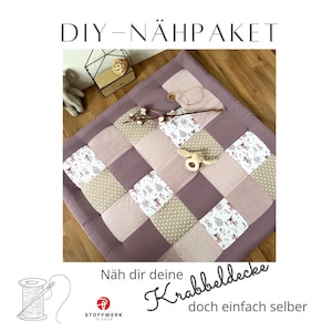 Nähpaket * Patchworkdecke * DIY * Krabbeldecke * Patchwork Stoffe  *Babydecke * Rehe Pastell Lilac