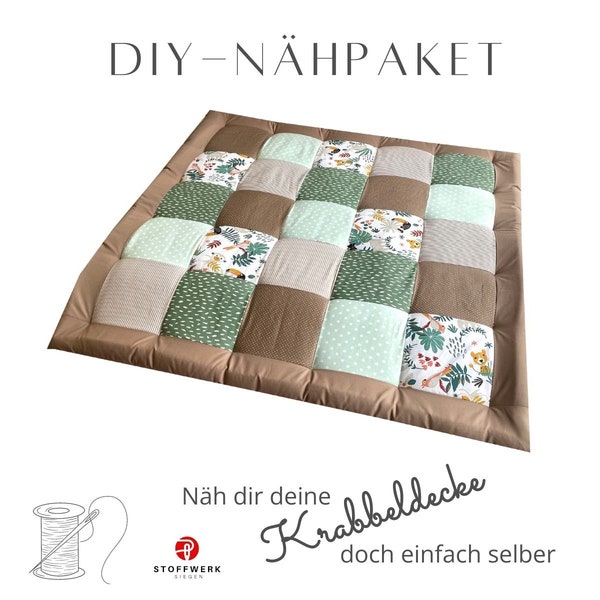 Nähpaket * Patchworkdecke * DIY * Krabbeldecke * Patchwork Stoffe  *Babydecke * Dschungel Grün Salbei Mint