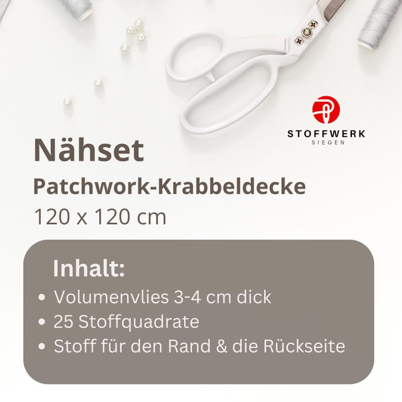 Nähpaket * Patchworkdecke * DIY * Waffelpiqué * Krabbeldecke * Patchwork Stoffe *Babydecke * image 4