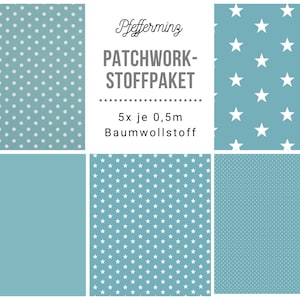 Stoffpaket Patchwork Baumwollstoffe 5 x (50x148cm) DIY pfefferminz