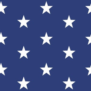May include: A seamless pattern of white stars on a dark blue background.