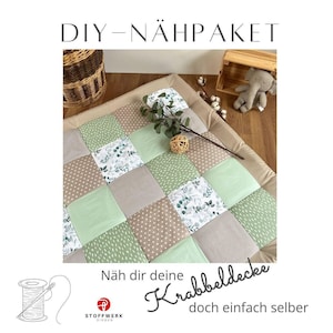 Nähpaket * Patchworkdecke * DIY * Krabbeldecke * Patchwork Stoffe  *Babydecke * Eucalyptus Salbei Sand