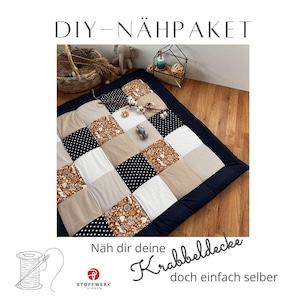 Nähpaket * Patchworkdecke * DIY * Krabbeldecke * Patchwork Stoffe  *Babydecke * Fuchs Rost Blau