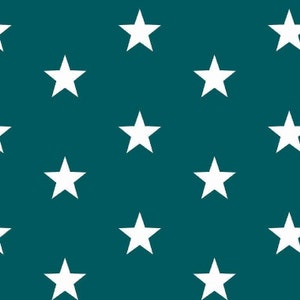 May include: A teal background with a repeating pattern of white five-pointed stars.