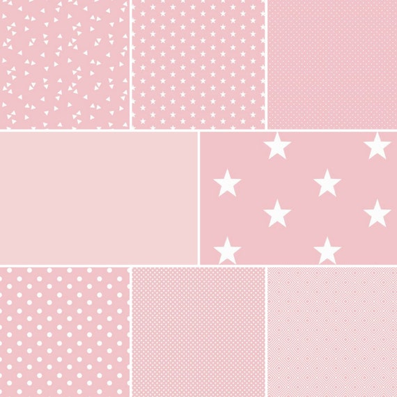 6,65EUR/m2 Baumwollstoffe Meterware rosa- Punkte Sterne Streifen Anker uni