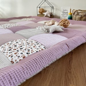 Nähpaket * Patchworkdecke * DIY * Krabbeldecke Blümchen Beige Creme image 3