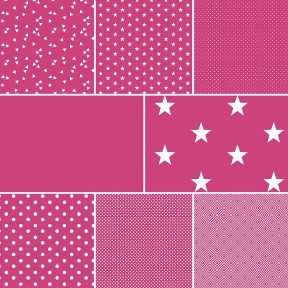6,65EUR/m2 Baumwollstoffe Meterware pink - Punkte Sterne Streifen Anker uni