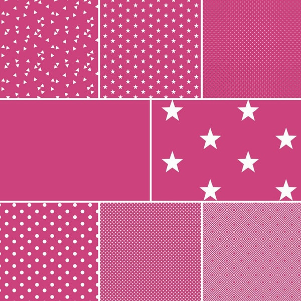 7,98EUR/m Baumwollstoffe Meterware pink - Punkte Sterne Streifen Anker uni