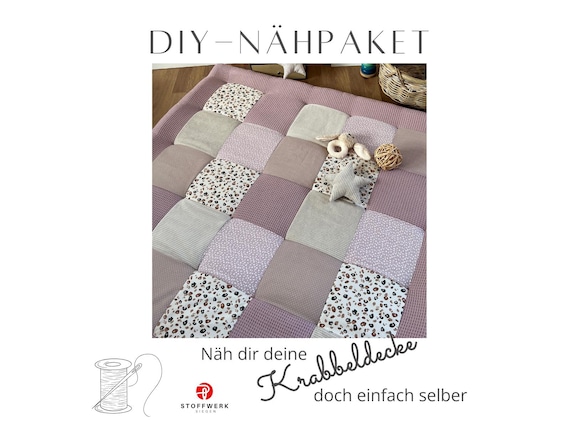Nähpaket * Patchworkdecke * DIY * Krabbeldecke * Patchwork Stoffe  *Babydecke * Leo Rosa Sand