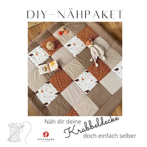Nähpaket * Patchworkdecke * DIY * Krabbeldecke * Patchwork Stoffe  *Babydecke * Waldfreunde Rost Sand