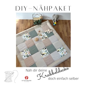 Nähpaket * Patchworkdecke * DIY * Krabbeldecke * Patchwork Stoffe  *Babydecke * Dschungel Sand Salbei