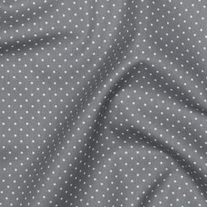 Pu&ograve; includere: Tessuto grigio con un motivo a pois bianchi. Il tessuto &egrave; stropicciato e ha una texture morbida.