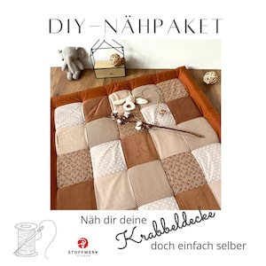 Nähpaket * Patchworkdecke * DIY * Krabbeldecke * Patchwork Stoffe  *Babydecke * Regenbogen Rost Sand