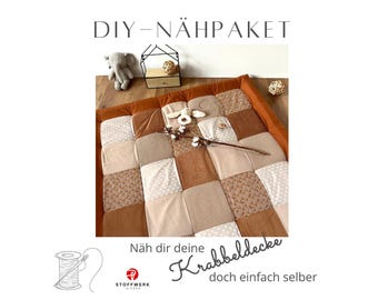 Nähpaket * Patchworkdecke * DIY * Krabbeldecke * Patchwork Stoffe  *Babydecke * Regenbogen Rost Sand