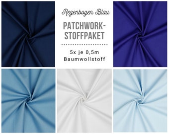 7,99 Euro / Meter Patchwork Stoffpaket Baumwolle 5 x (50 x 150 cm) DIY Rainbow Regenbogen Blau