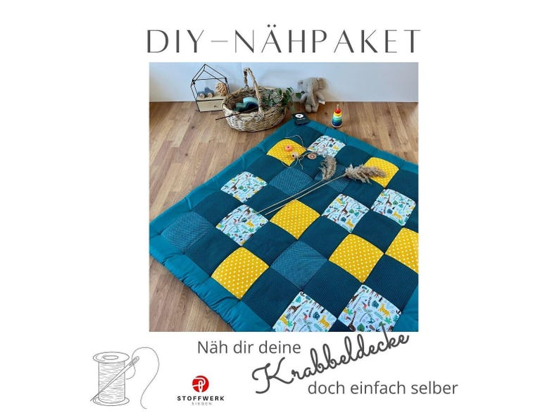 Nähpaket * Patchworkdecke * DIY * Waffelpiqué * Krabbeldecke * Patchwork Stoffe *Babydecke * image 1