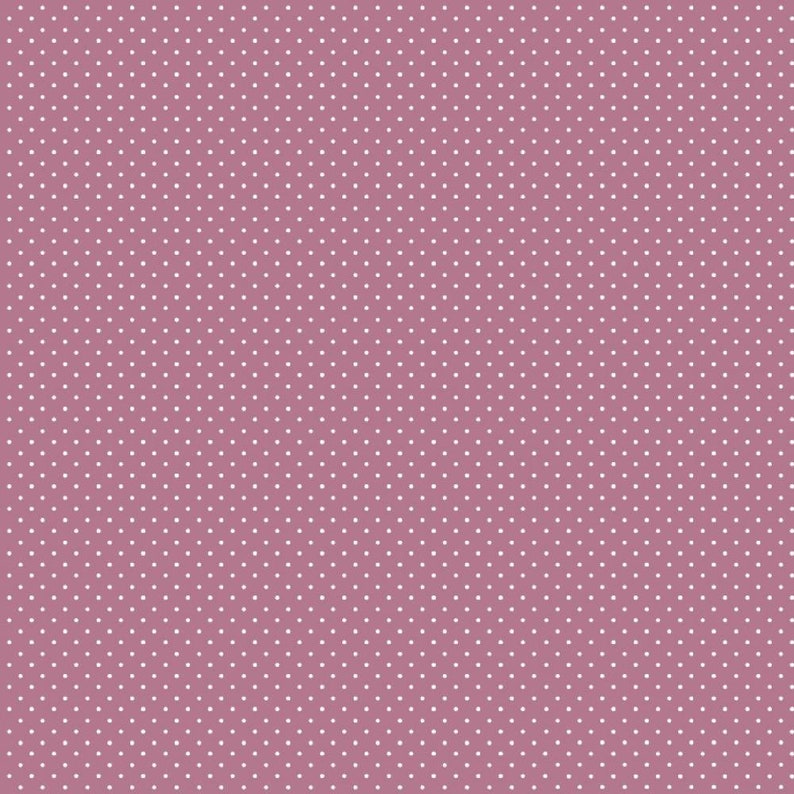 May include: A seamless pattern of small white dots on a solid dusty rose background.
