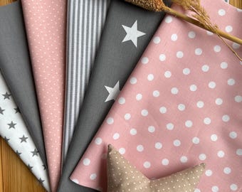 19,99 EUR/m Stoffpaket Patchwork Baumwollstoffe 12 x (25x35cm) Rosa Grau