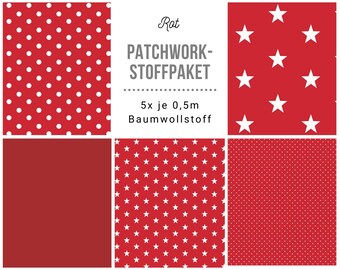 Stoffpaket Patchwork Baumwollstoffe 5 x (50x148cm) DIY rot