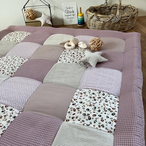 Nähpaket * Patchworkdecke * DIY * Krabbeldecke Blümchen Beige Creme image 4