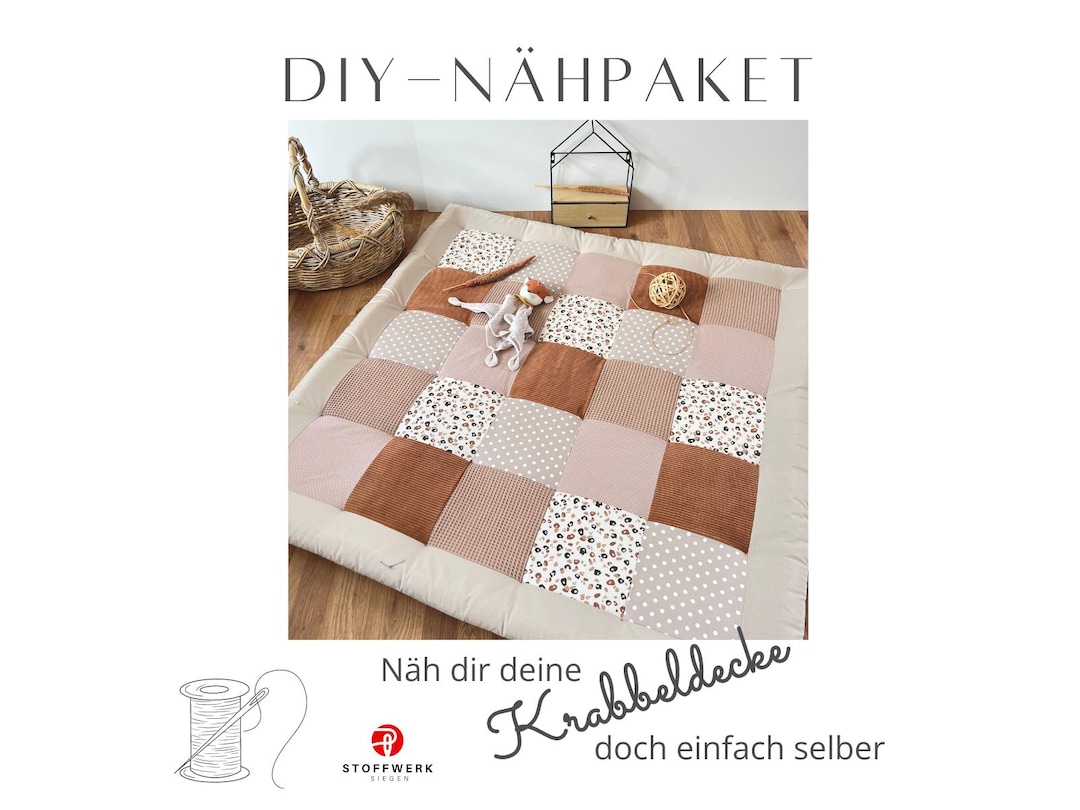 Nähpaket Patchworkdecke DIY Krabbeldecke Patchwork Stoffe