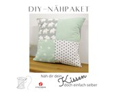 Nähpaket * Kissen nähen * DIY * Kissen * Patchwork Stoffe  * Für Näh-Anfänger * Elefant Mint Grau