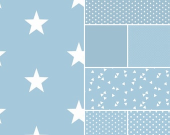 9,98EUR/m Baumwollstoffe Meterware hellblau - Punkte Sterne Streifen Anker uni