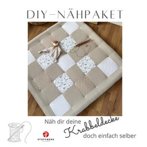 Nähpaket * Patchworkdecke * DIY * Waffelpiqué * Krabbeldecke * Patchwork Stoffe  *Babydecke * Waldfreunde Beige Creme