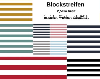 7,98EUR/m Baumwollstoffe Meterware Blockstreifen - viele Farben