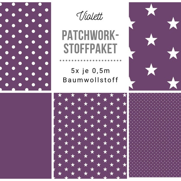 Stoffpaket Patchwork Baumwollstoffe 5 x (50x148cm) DIY violett