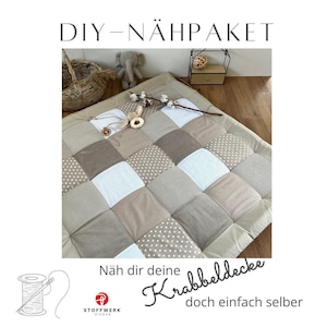 Nähpaket * Patchworkdecke * DIY * Krabbeldecke * Patchwork Stoffe  *Babydecke * Waffelpique Cord Sand Beige