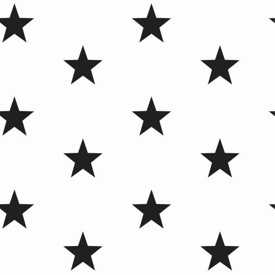 6,65EUR/m2 Baumwollstoff Weiß Schwarz Sterne Stoff Meterware