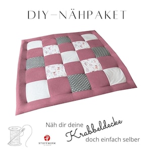 Nähpaket * Patchworkdecke * DIY * Waffelpiqué * Krabbeldecke * Patchwork Stoffe  *Babydecke * Rehe Altrosa